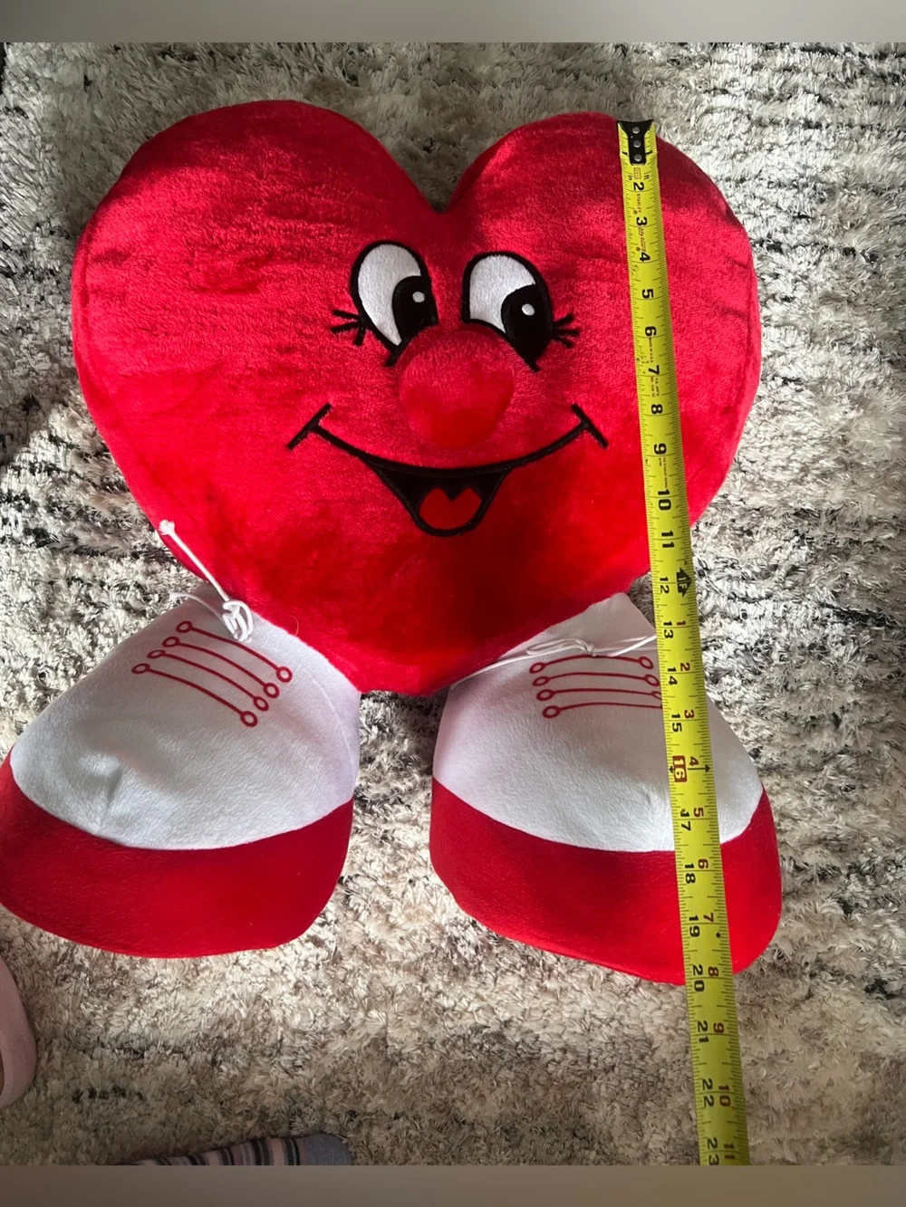 Vintage Large red heart plush pillow toy